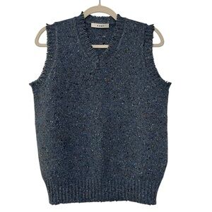 6397 Wool Speckled Donegal Knit Vest Blue Multi XS Academia Contemporary Luxury